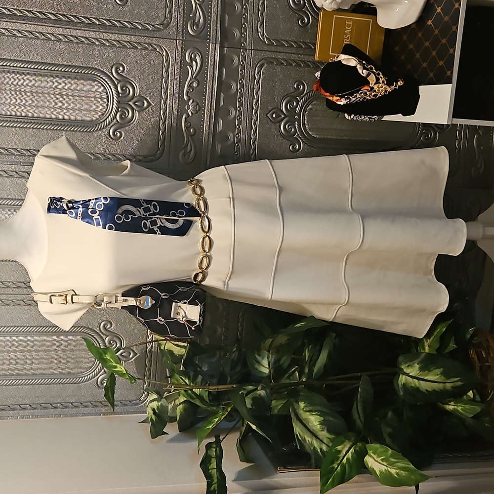 Black Label Evan Picone Cream Dress Size 14 - EUC